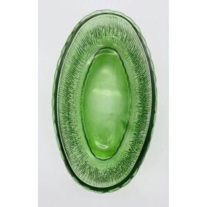 F.T.D Olive GREEN Glass BOWL~Avocado~Serving Oval Bowl vintage 1975